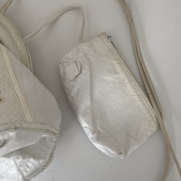 SHARIF Bag Handbag Purse Shoulder Snake Print White Crossbody White Coin Purse - Picture 4 of 15